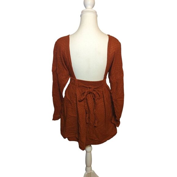 FREE PEOPLE Sugarpie Mini Dress Cinnamon XSMALL Orange Long Sleeve Summer/Fall - Picture 8 of 16